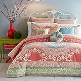 Jessica Simpson Amrita Medallion Comforter Set, King, Coral