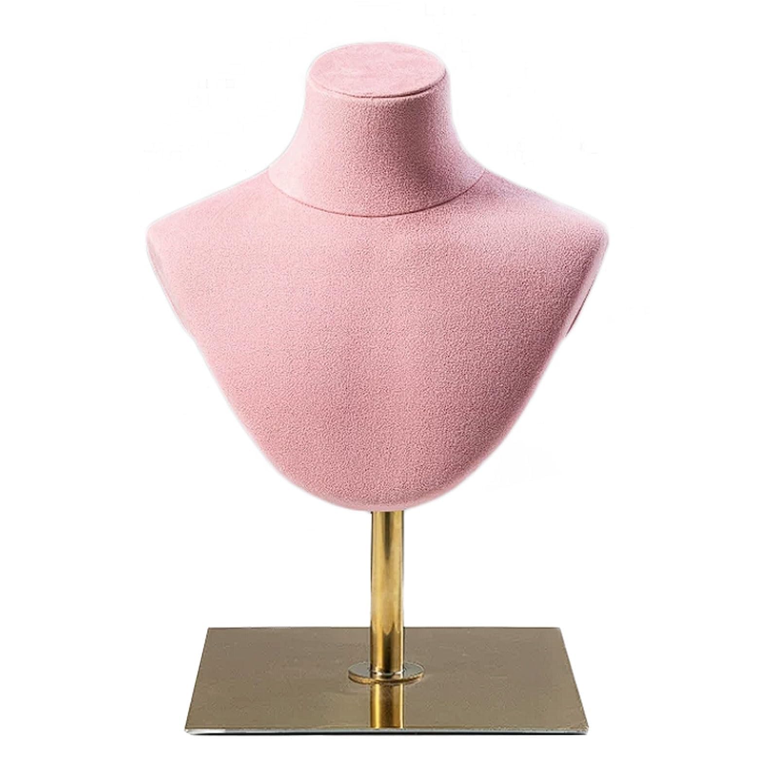 WxuuLTGJR Bracelets Jewelry Display Stand Suede Jewelry Easel Holder Adjustable Height Necklaces Tower Organizer Rack Mannequin Neck(Rose,Gold square)