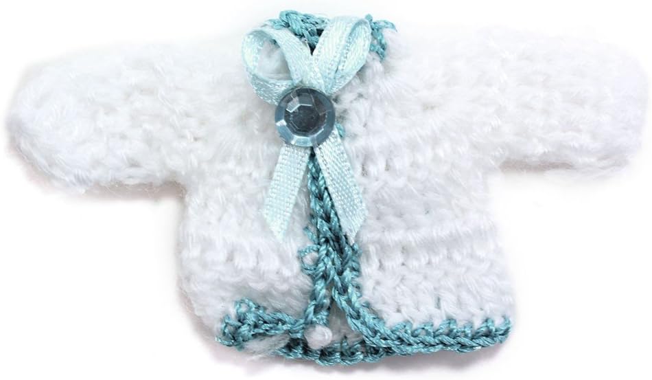 Unkonwn Baby Knitted Crochet Sweater Blue Baby Shower Decoration Favor (Pack of 12)