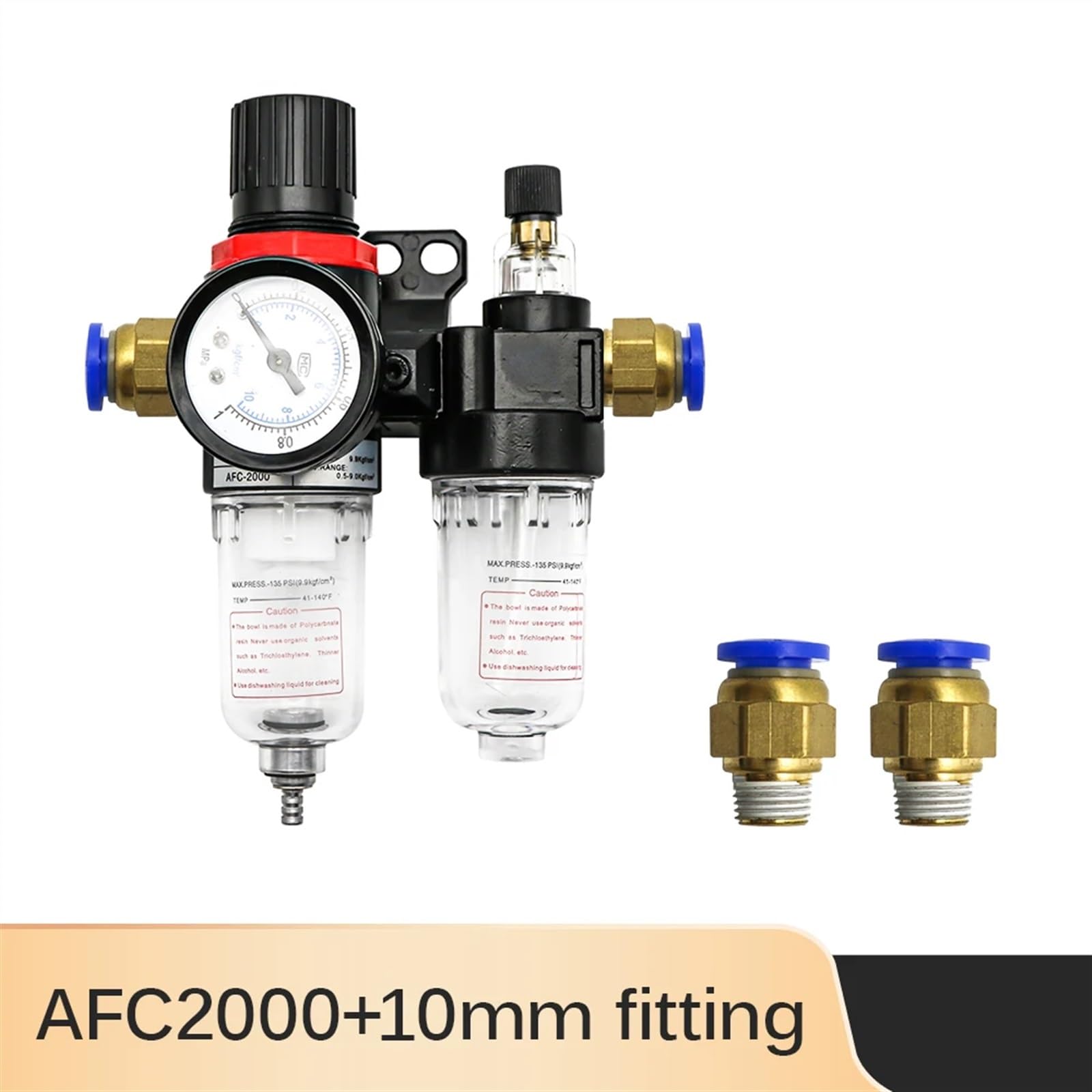 Il filtro 'aria separatore olio e acqua del compressore d'aria AFC2000 AFR2000 + AL2000 G1/4 viene utilizzato for ridurre il regolatore della valvola di pressione(PC 10mm Fitting)