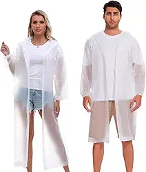 Ponchos de chuva reutilizáveis para adultos, mulheres, homens, pacote com 2 capas de chuva EVA, jaquetas de chuva portáteis embaláveis com capuz com cordão