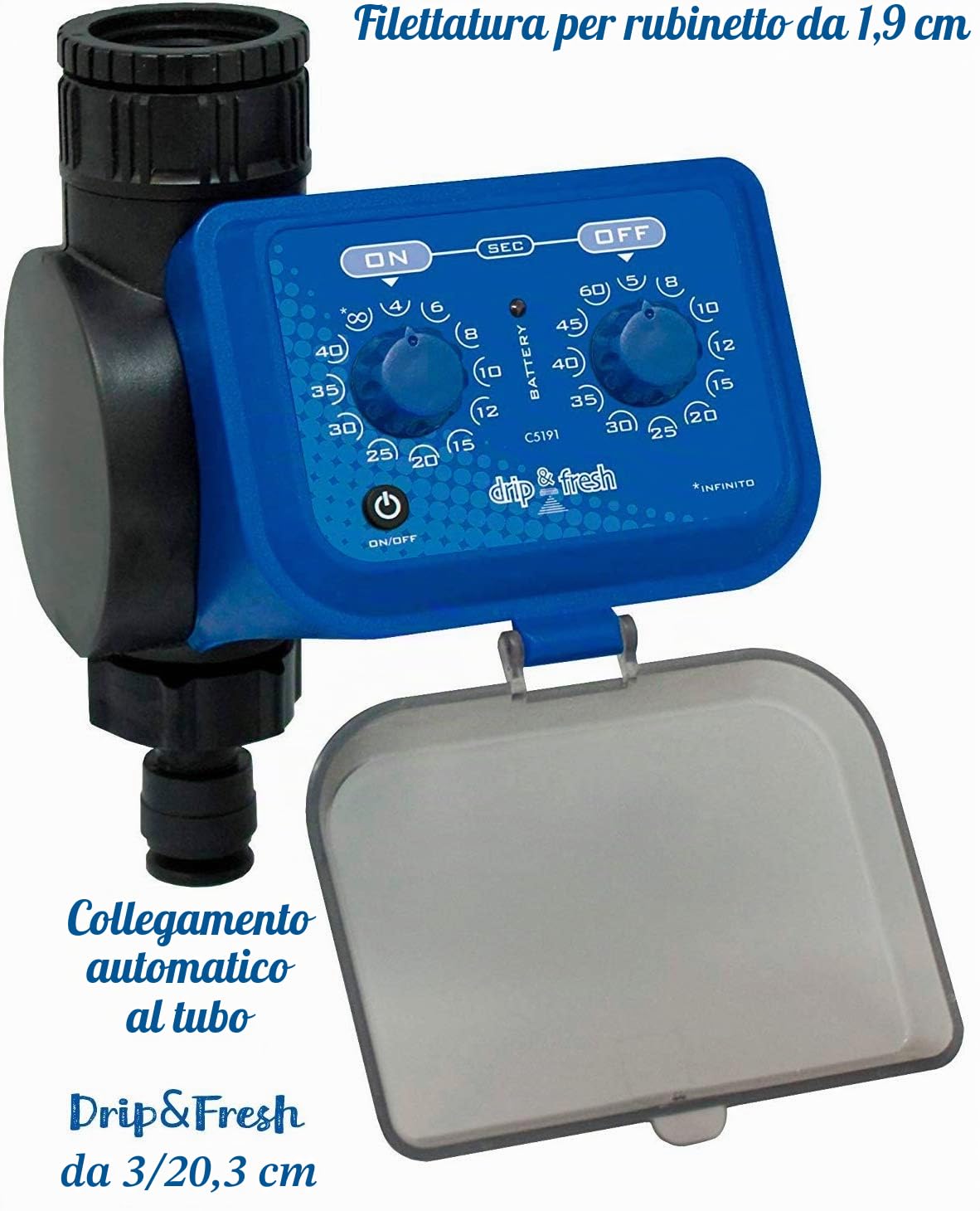 Drip&Fresh C5121 C5121 - Kit completo di nebulizzazione per terrazze e cortili, con programmatore analogico per secondi e 8 nebulizzatori, blu