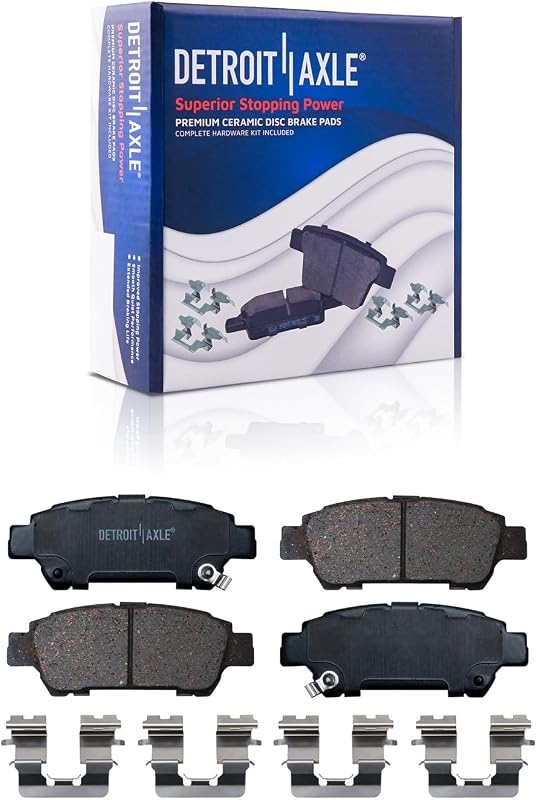 Pastilhas de freio cerâmicas traseiras Detroit Axle P-995 para Toyota Sienna 2004 a 2010 – 2 conjuntos