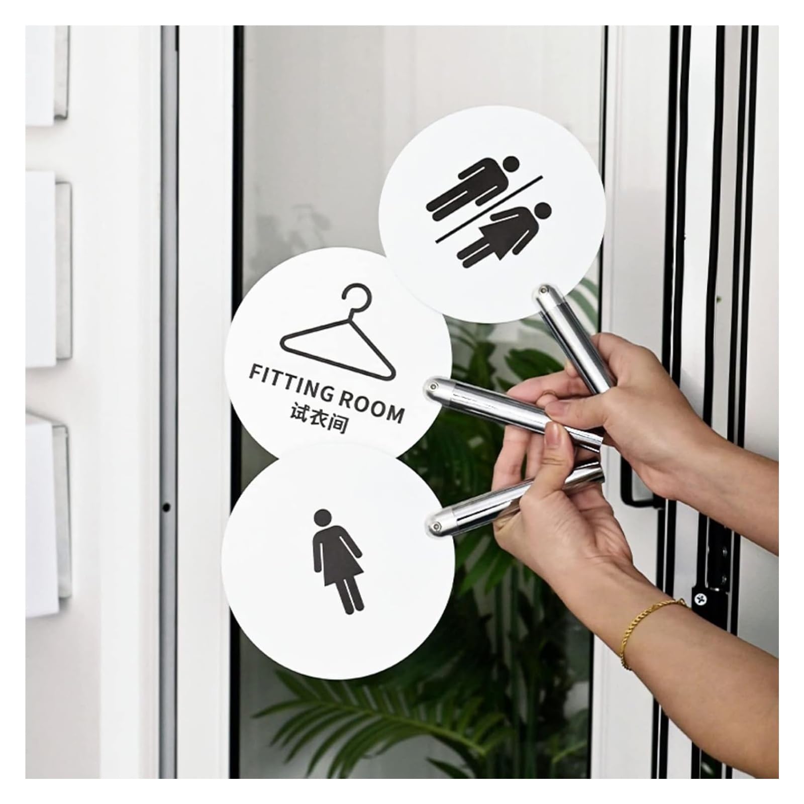Carteles para aseos, Letreros de baño redondos doble cara 6 pulgadas | C