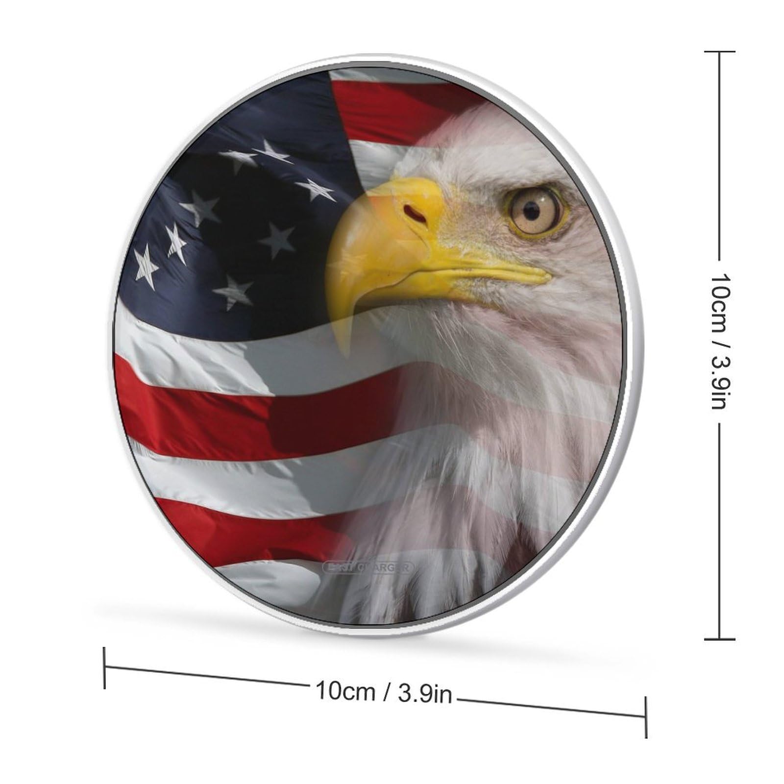 American Bald Eagle USA Flag Wireless Charger Pad 10W Max Fast Charging Station Portable Phone Charger Pad