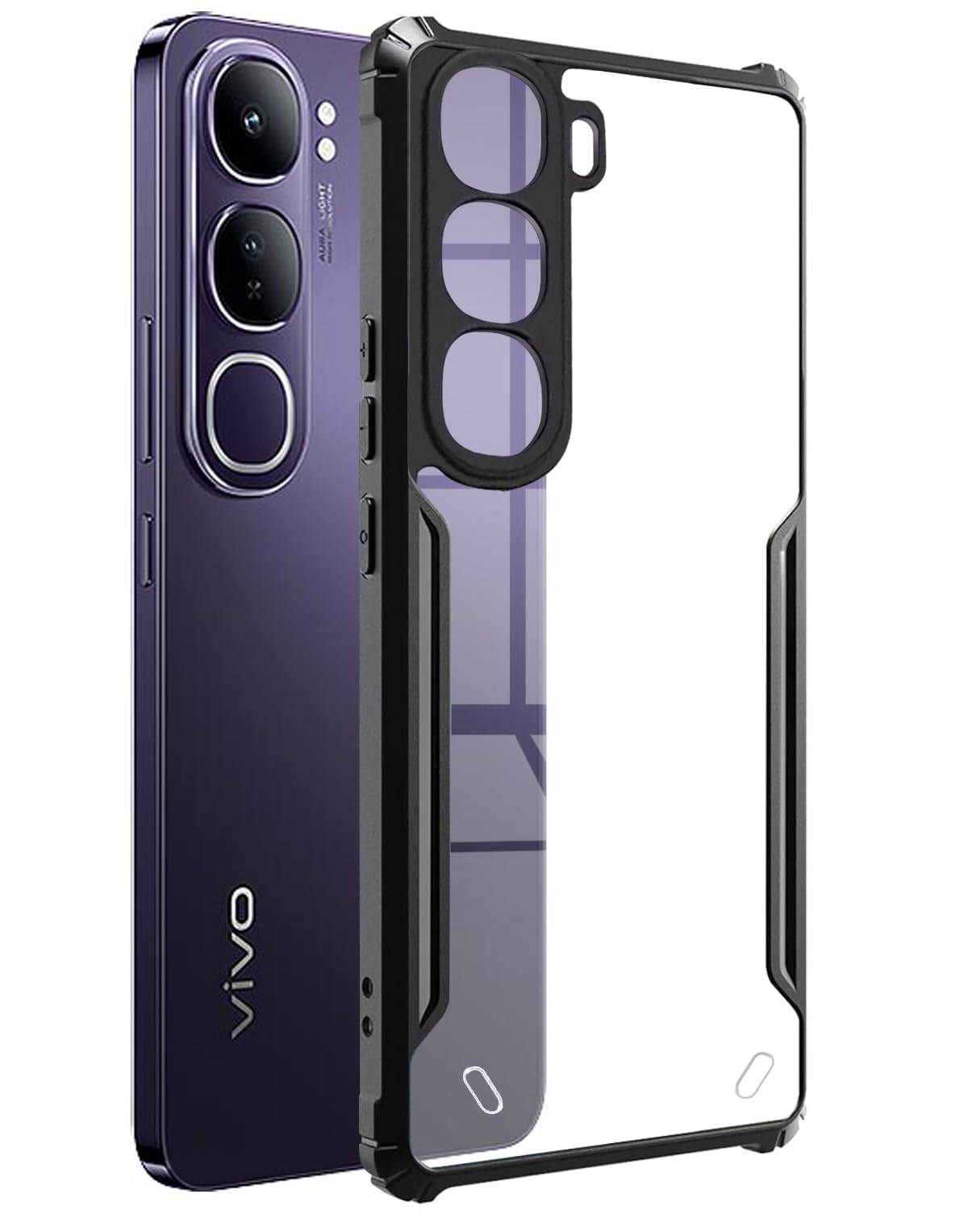 SPAZY CASE® Vivo Y300 5G Back Cover | Transparent Crystal Clear Hard PC Back Case with TPU Bumper, Drop Protection Case Cover for Vivo Y300 5G