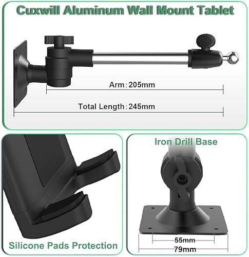 Miniatura 3 de Soporte de pared para tablet iPad de 4 a 13 pulgadas, soporte de pared universal flexible de metal resistente para iPad Pro 12.9 Air Mini, Samsung