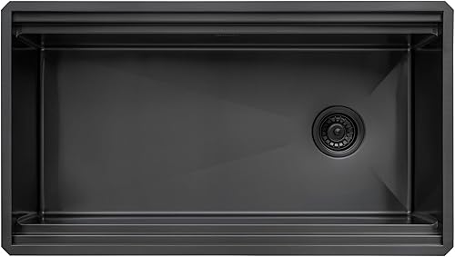 Vista 37 de Ruvati RVH7121BL - Fregadero de cocina de acero inoxidable negro de 21 pulgadas