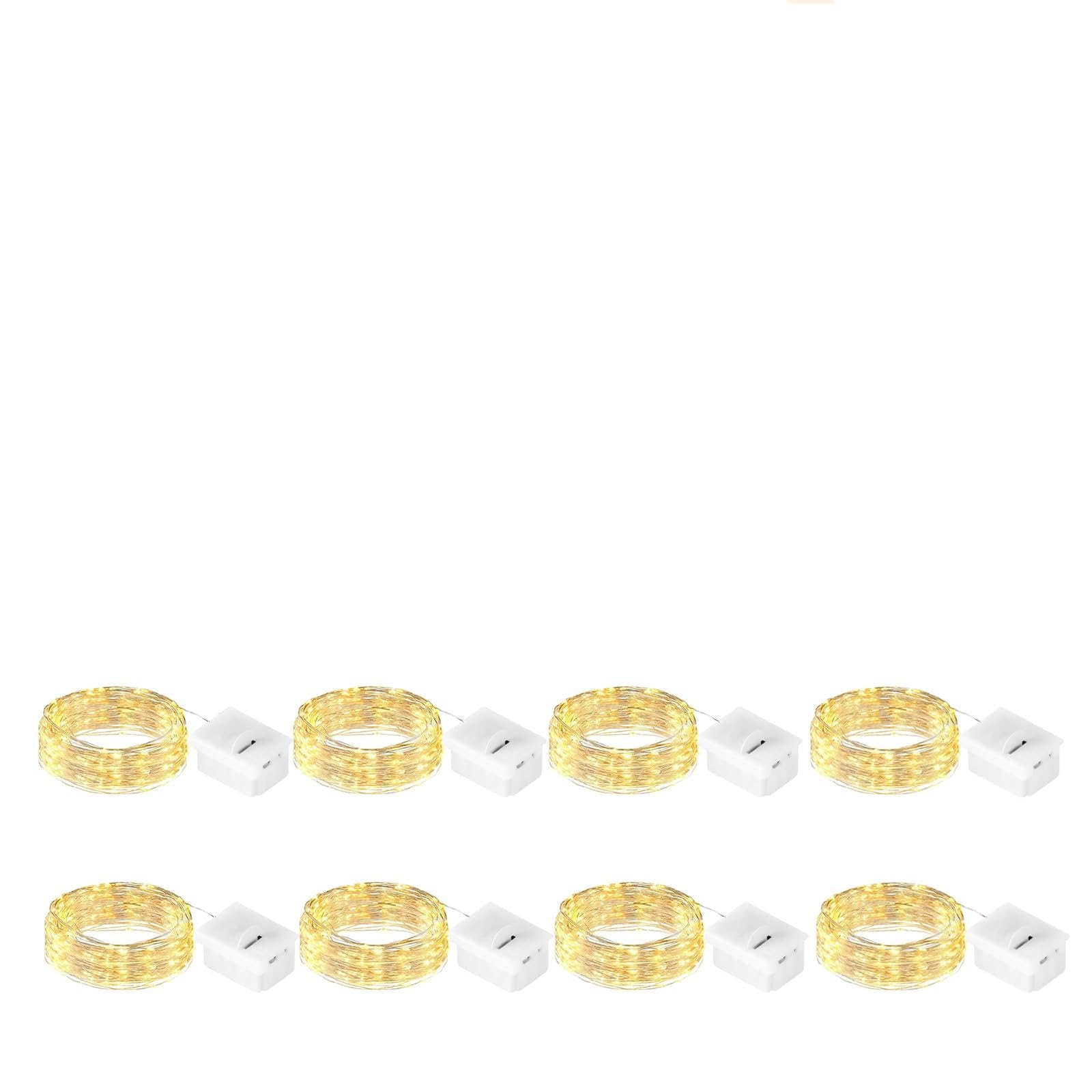 Sprifityy 8 Stück LED Lichterkette Batterie Klein, 2M 20LED 3 Modi Lichterketten Innen Mini, Kupferdraht Flexibel DIY Batteriebetrieb, für Party, Hochzeit, Weihnachten, Zimmer, Beleuchtungsdekoration