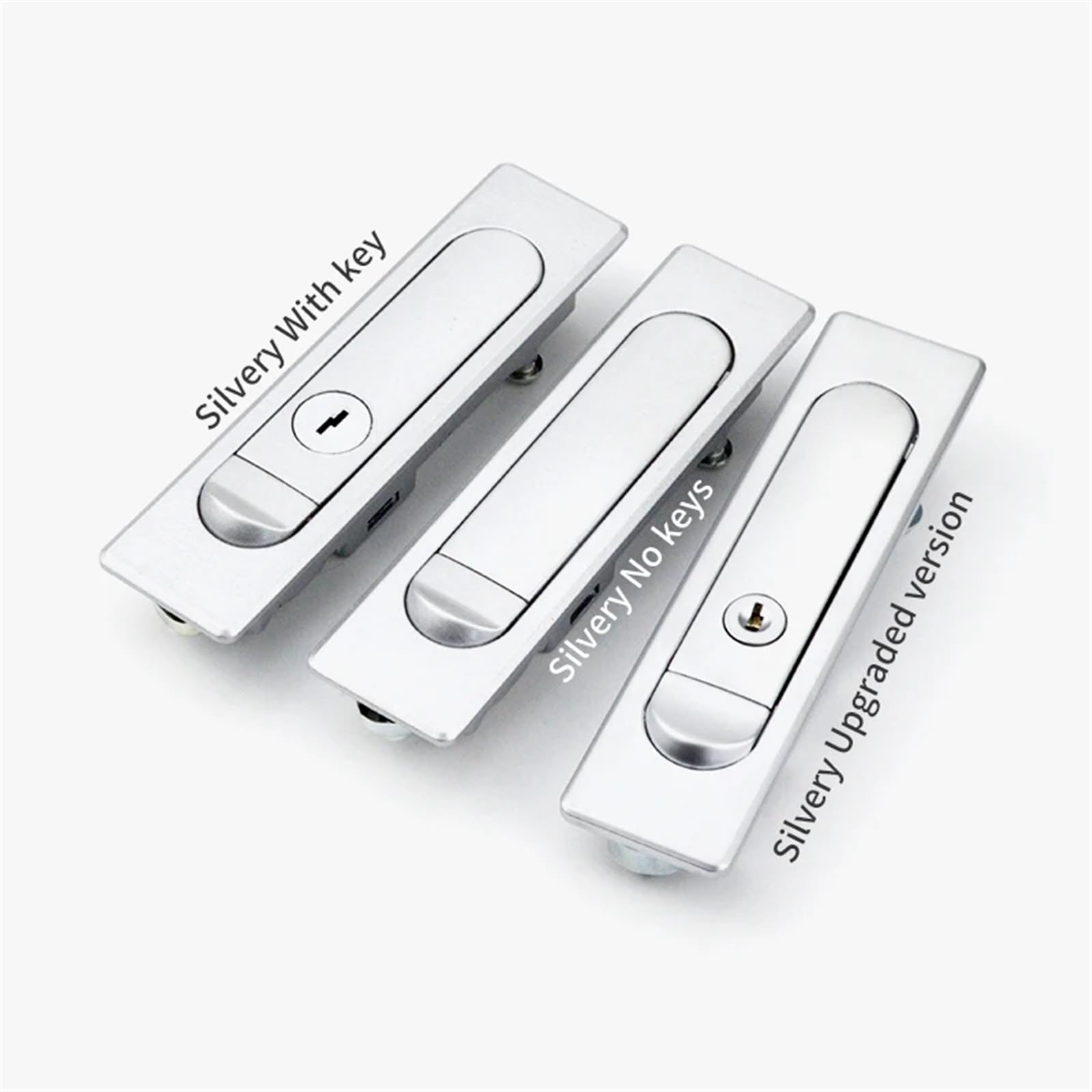 Cerradura plana, cerradura de botón Industrial, cerradura de gabinete de red de comunicación de información eléctrica, 1 Uds.(Silvery,With key)