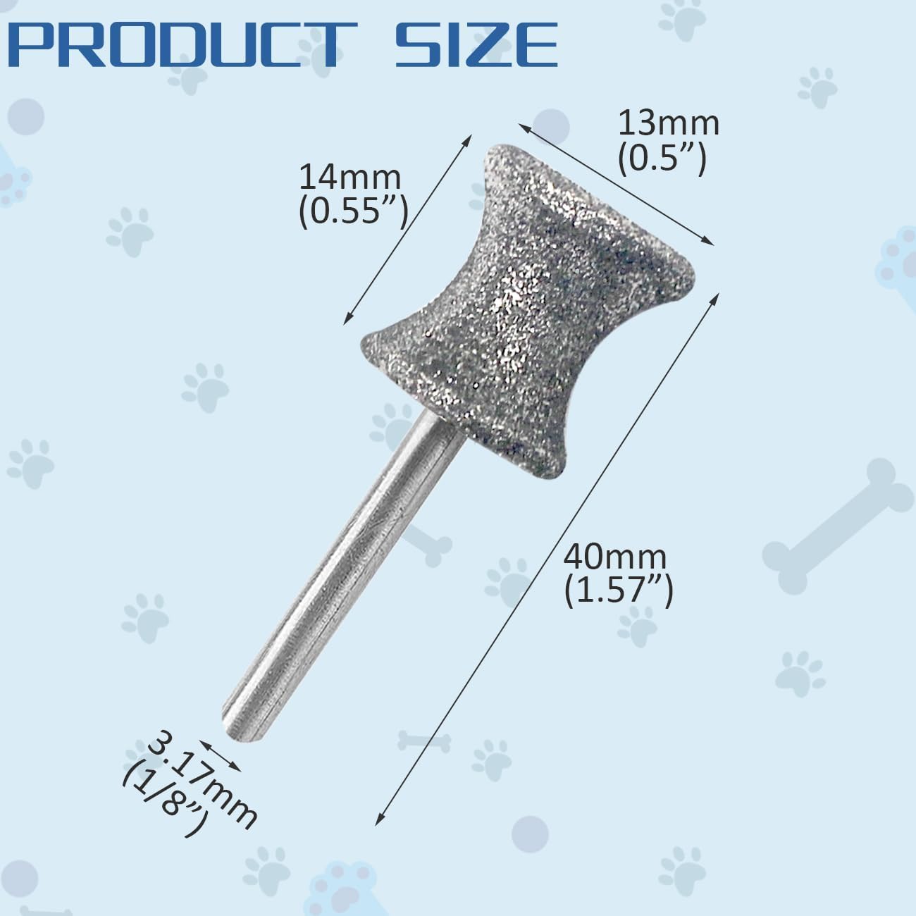 Punte per smerigliatrice rotante diamantata per unghie di cani, 2 pezzi di testina per smerigliatrice diamantata per unghie di cani per Dremel, mola di ricambio da 1/8" per la toelettatura delle unghi