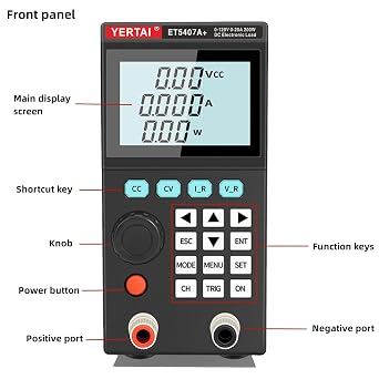 YERTAI Electronic Load Tester ET5407 A+ 200W 30A 180V Electrical Battery Capacity Power Supply Switch DC Load Testers, GREY, WMT-ET5407A+