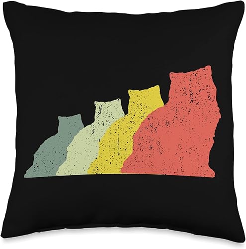 Retro Himalayan Cat Gift for Men, Women & Youth Mom & Dad Silhouette - Almohada vintage con diseño de gato del Himalaya, 16 x 16 pulgadas, multicolor