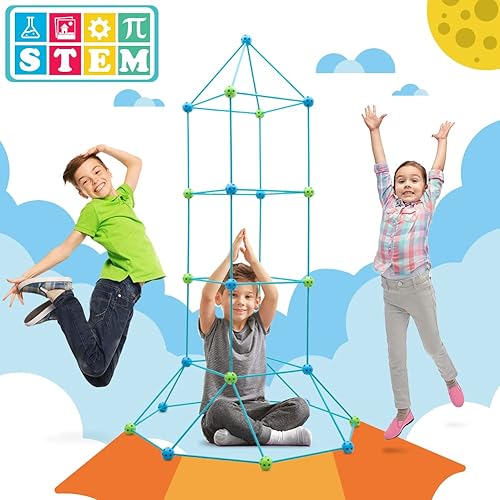 Miniatura 9 de Kit de construcción de fortalezas para niños, 120 piezas, juguetes STEM de construcción para niños y niñas de 5, 6, 7, 8, 9, 10, 11, 12 años, para