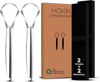 HOKIN Zungenschaber Edelstahl, 100% Metall, 2 Stück
