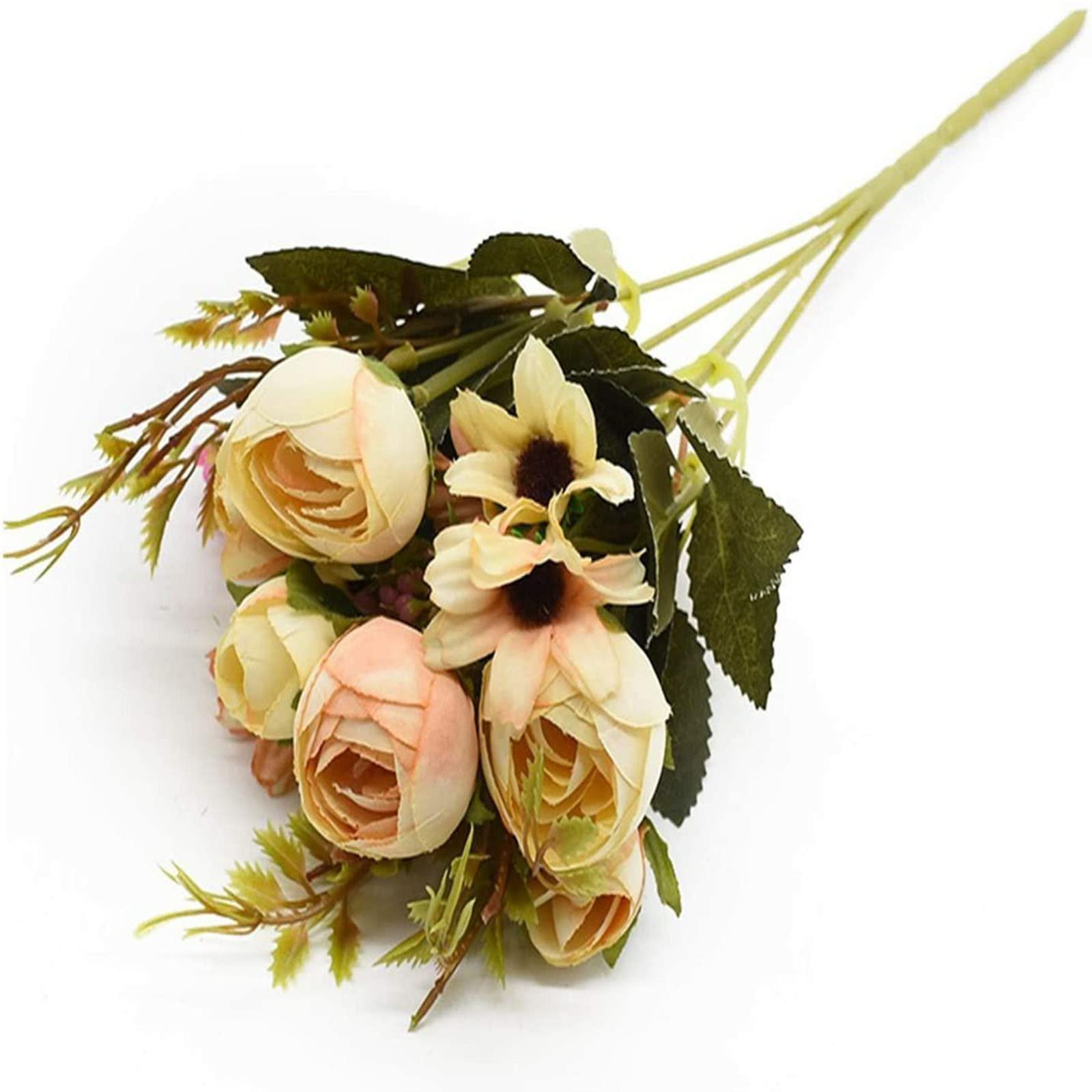 XDLEDMKIZ Real Touch Artificial Flowers Multicolor Tea Roses Vases for Home Decoration Daisy Plastic Flowers Wedding Fake Flowers