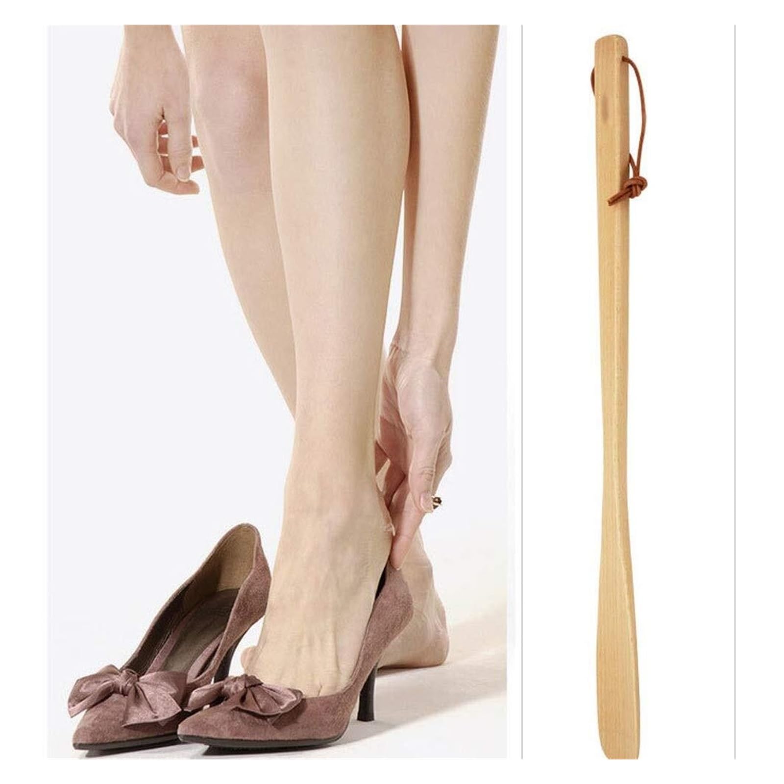Calzadores Calzador de Madera Maciza, Zapatilla, Calzador de Mango Largo, Elevador de Zapatos, Usuario de Calzado/Extractor de Longitud Derecha de 55 cm