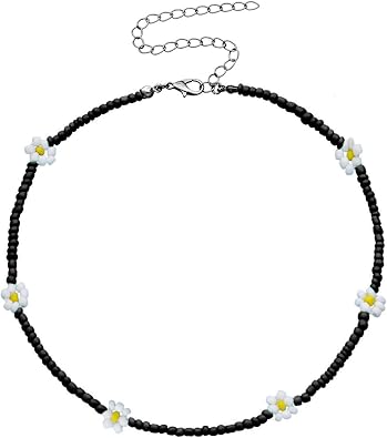 Colorful Sunflowers Beaded Choker Bohemian Daisy Flowers Necklace Handmade Summer Boho Resin Seeds Beads Collar Clavicle Choker Necklaces for Women Vacation Jewelry
