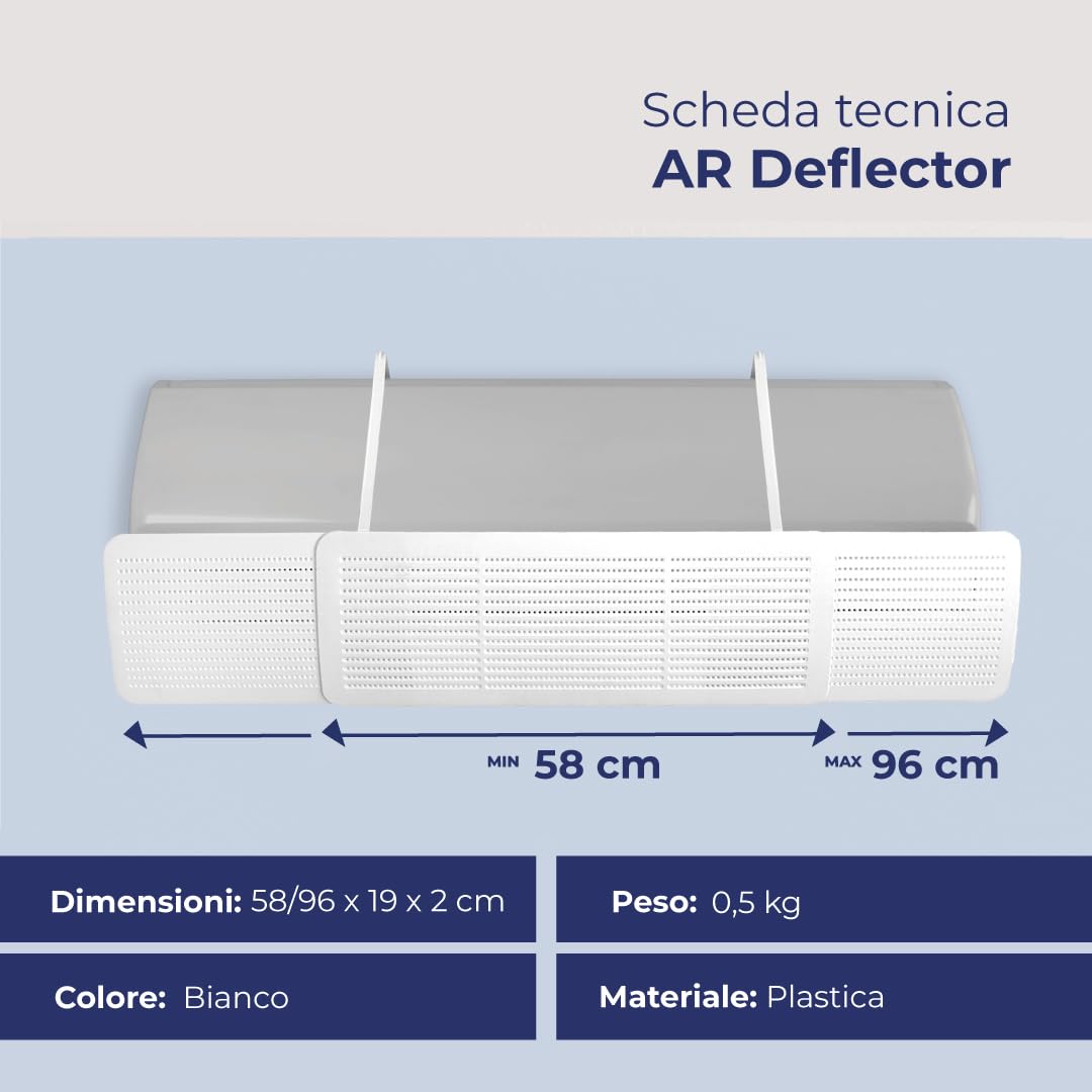 AR DEFLECTOR, DEFLETTORE PER CONDIZIONATORE UNIVERSALE, REGOLABILE, PER CONDIZIONATORE DA PARETE PER CASA/UFFICIO/CAMERA/SOGGIORNO, BIANCO