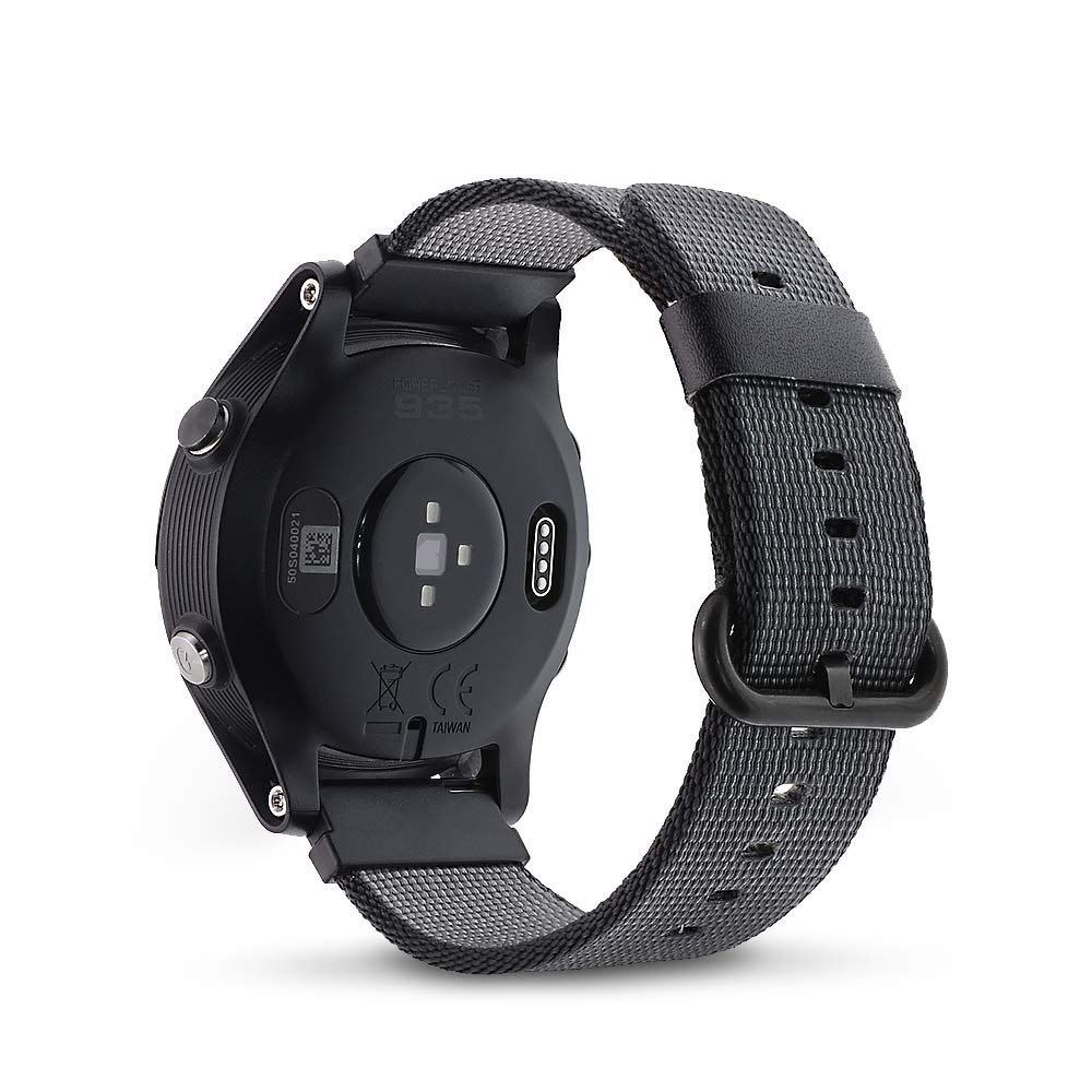 C2D JOY DuiGong Nylon Weave Strap Compatible for Garmin Forerunner 935/945 Music Replacement Band with Buckle-Black Medium