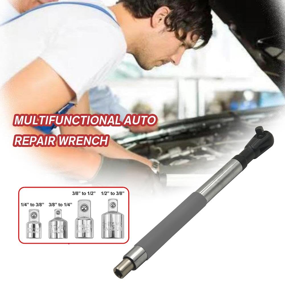 Llave de extensión compensada, llave eléctrica de carraca, control de par multifuncional, extensor de llave de transmisión de cadena, compatible con enchufes de 1,27 cm (3 kits)