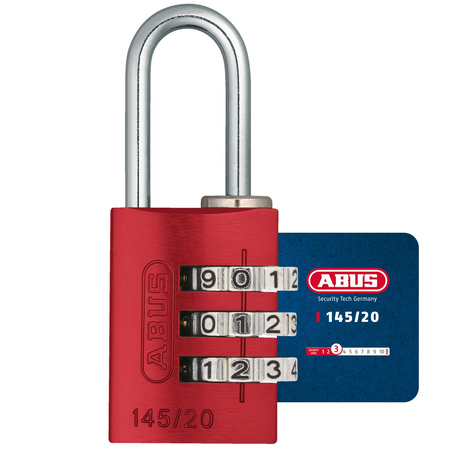 ABUS Mechanical - 145/20 20mm Aluminium Combination Padlock Red 46569