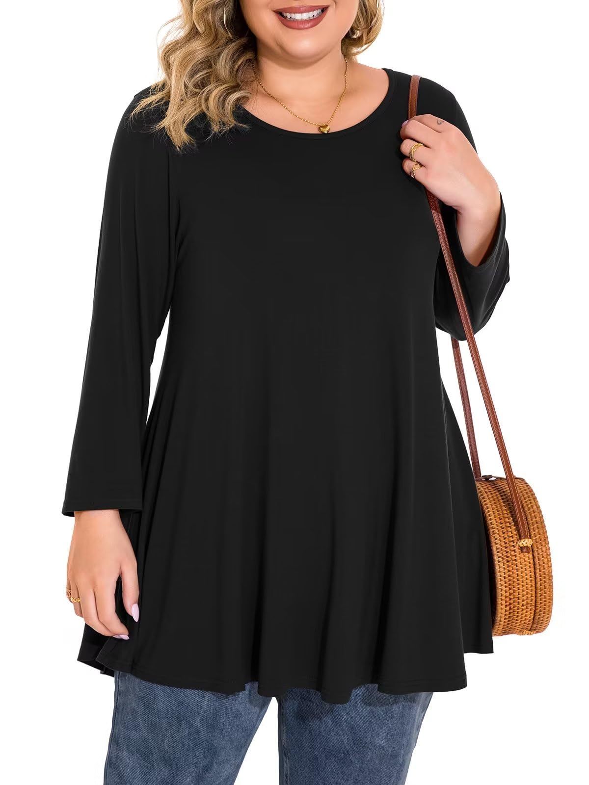 BELAROI Plus Size Tops For Women 3/4 Sleeve Comfy Tunic For Leggings Loose Casual T-Shirt