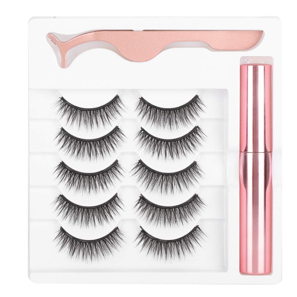 Ciglia Magnetiche, 3 Paia di Ciglia Finte Naturali 3D, Ciglia Magnetiche Riutilizzabili e Eyeliner Magnetico Impermeabile, Eyeliner Magnetici a Lunga Durata con Strumento per il Trucco delle Ciglia