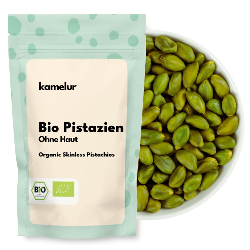 Kamelur BIO Pistazien ohne Schale & ohne Haut (1kg) Grüne Pistazien ungesalzen und geschält