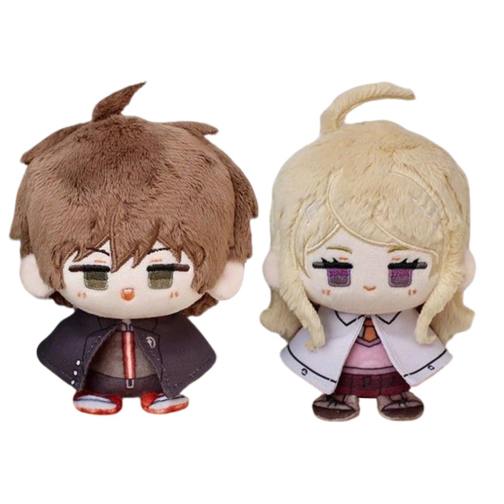 Zhongkaihua 2 piezas de peluche de anime Kaede Akamatsu/Naegi Makoto figura sentada suave de dibujos animados de peluche bolsa colgante mochila llavero ocasiones decoraciones 12 cm