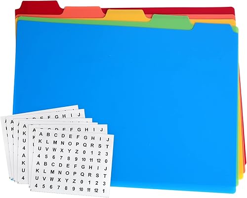 Juego de 25 guías de archivos con pestañas superiores divisores de gabinete de archivos de tamaño carta con alfabeto de 15 pestañas de corte guías
