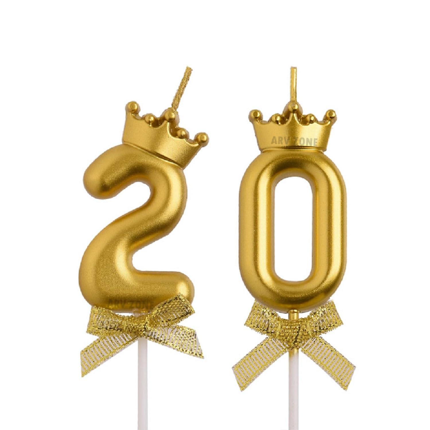 ARV Zone Numeral Birthday Candles for Cakes, Gold Crown 20 Number Candle for Cake Decorations, Cake Candles Cake Topper Decorations for 20th Birthday Wedding Anniversary (Crown 20)-picture-18
