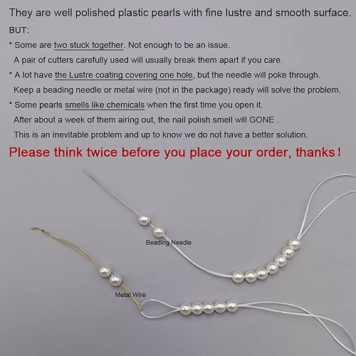 Miniatura 6 de INSPIRELLE 7000 cuentas blancas de perlas de imitación de 0.157 in, cuentas espaciadoras redondas de acrilonitrilo butadieno estireno sueltas para