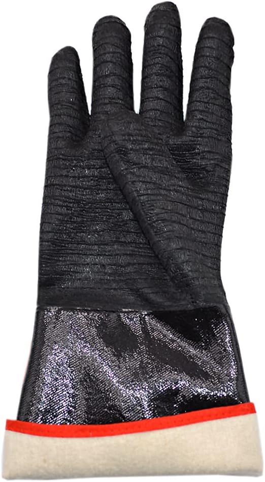 BBQ Gloves 14 Inches,932℉,Heat Resistant, Grill, Cooking Barbecue, to Handling Heat Food Right on Your Fryer,Grill,Oven.Waterproof,Fireproof,Oil Resistant Neoprene Coating （2 Pairs） (Long-14 inches)