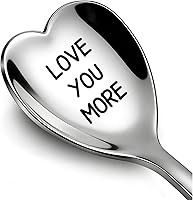 Love You More Heart-Shaped Iced Tea Spoon - Romantic Gifts for Boyfriend Husband Wife Girlfriend, Anniversary Birthday Stainless Steel Long Handle