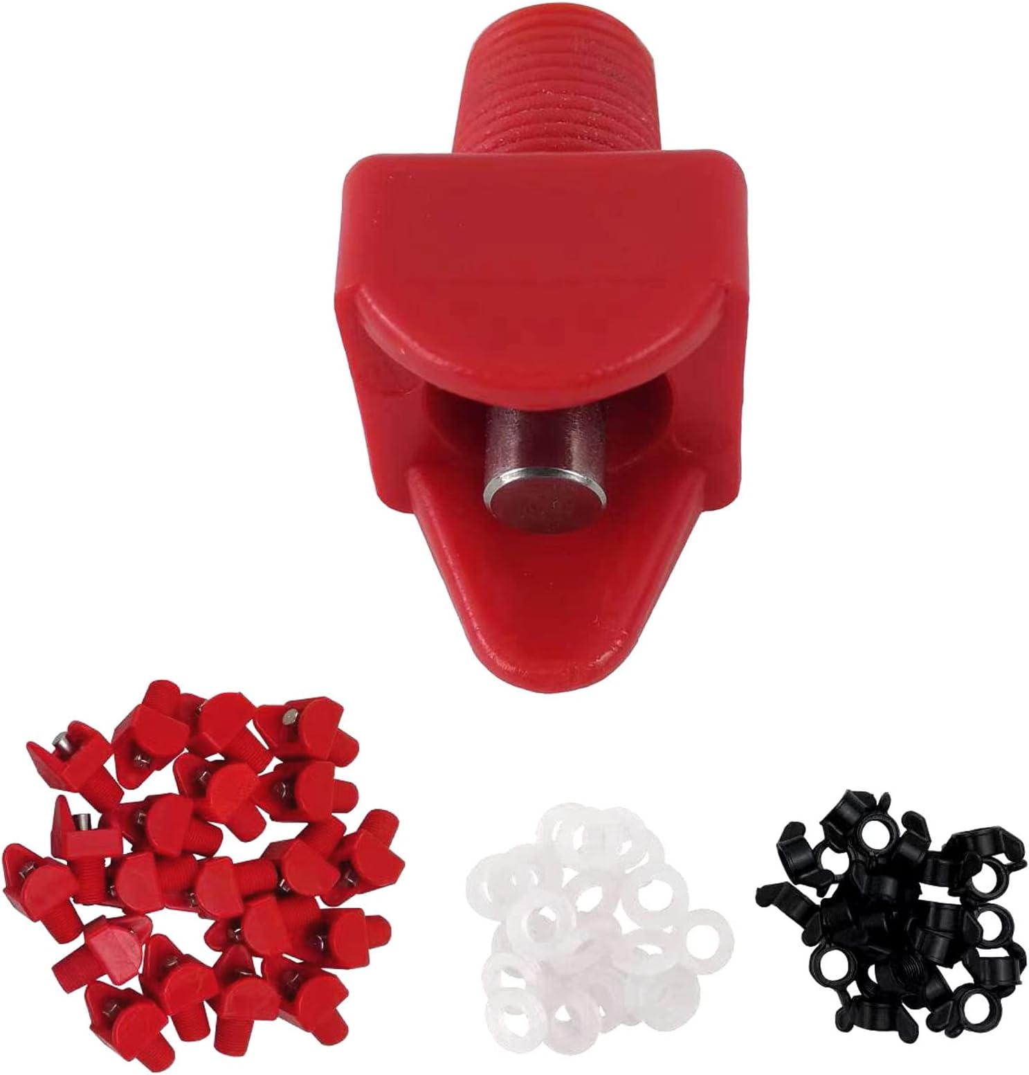 20pcs Horizontal Chicken Water Nipples Automatic Poultry Waterer Kit Drinker with 40 Rubble gaskets and 20 Wing Nuts (SP-02 20pcs, Plastic)