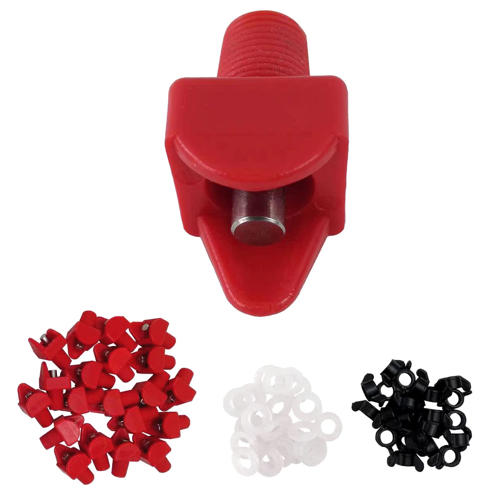 20pcs Horizontal Chicken Water Nipples Automatic Poultry Waterer Kit Drinker with 40 Rubble gaskets and 20 Wing Nuts (SP-02 20pcs, Plastic)