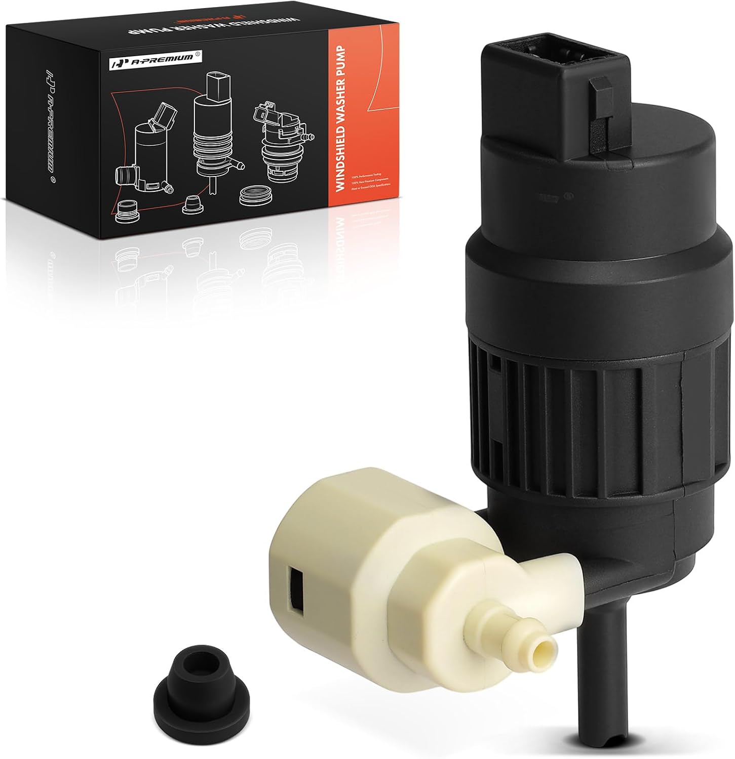 A-Premium Windshield Washer Pump Compatible with Chevrolet Equinox & Volkswagen Passat, Golf, GTI, e-Golf, EuroVan & Jeep Renegade & Fiat 500, 500X, 500L & Suzuki XL7 & Saturn & Pontiac & Ram