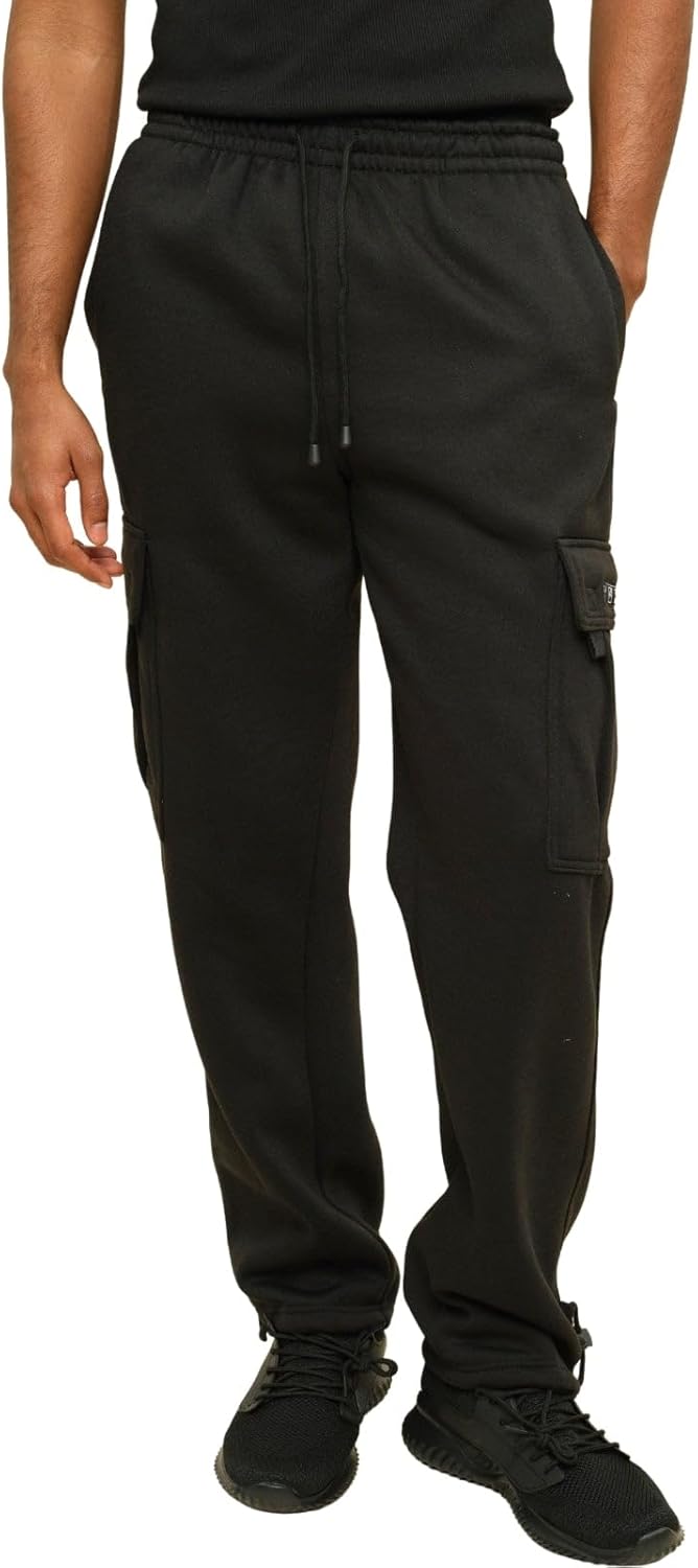 G-Style USA Men's Solid Fleece Heavyweight Cargo Pants