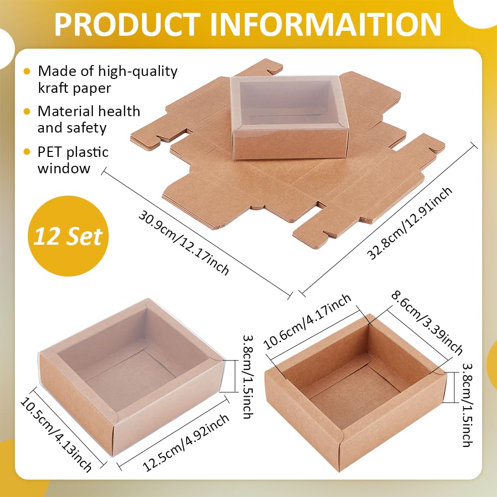 BENECREAT 12PCS Brown Kraft Gift Drawer Box - Image 2