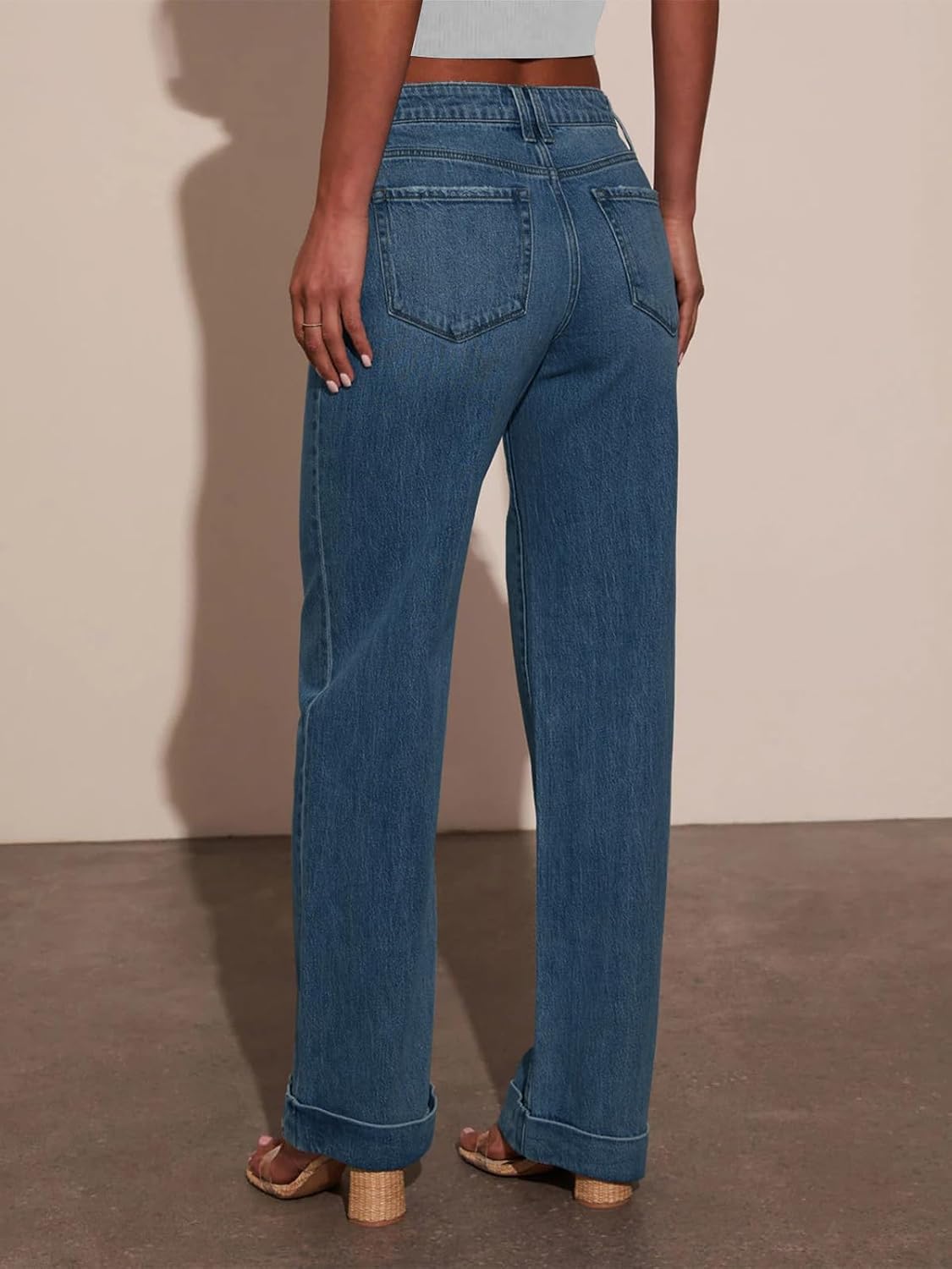 KUNMI Jeans for Women Wide Leg Baggy High Waist Boyfriends Straight Leg Stretchy Denim Pants Trendy Fall 2025