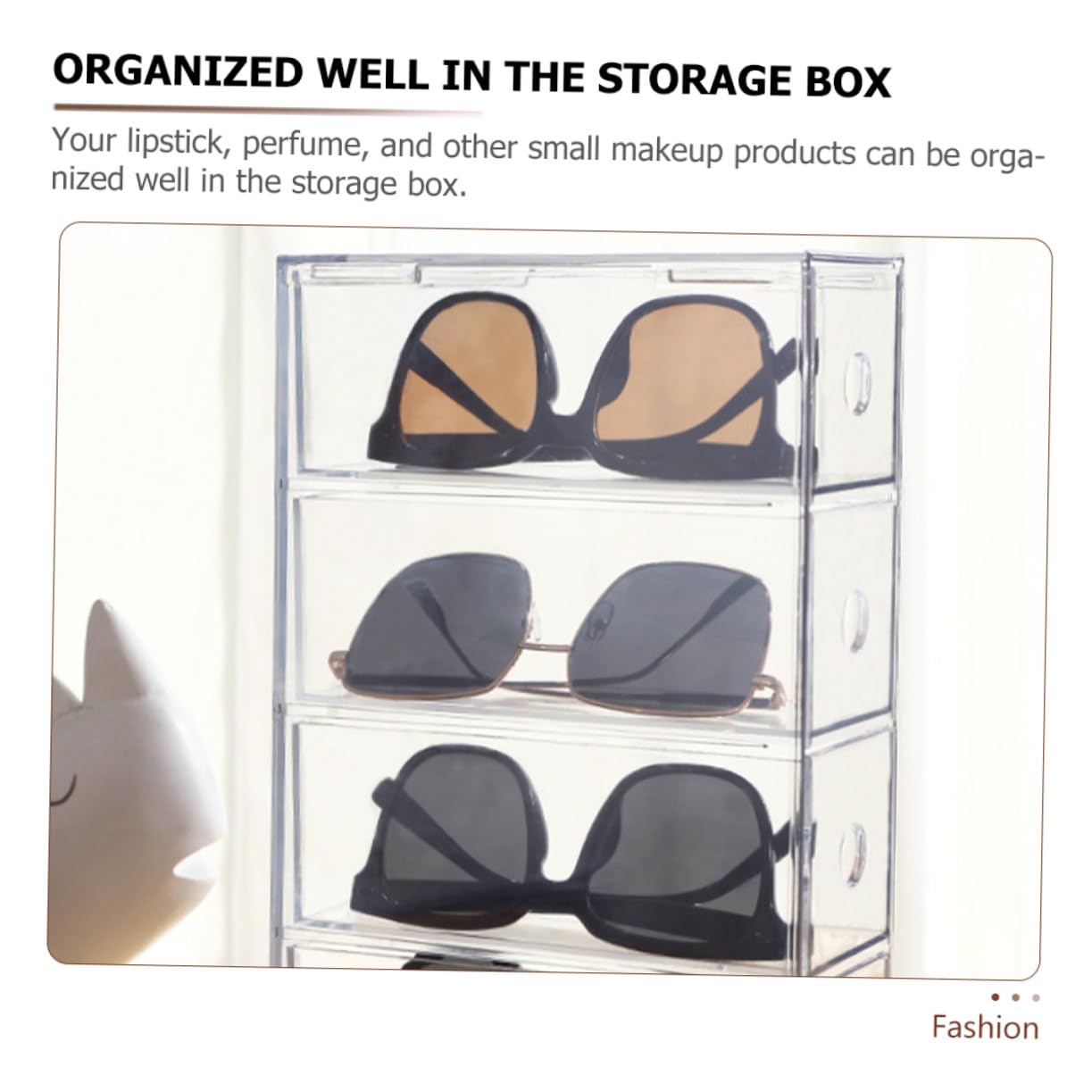 Gatuida Organizer per Conservare e Organizzare Cosmetici in Acrilico Trasparente per Trucco 4 Scomparti e Cassetti Impilabili, Semplice e Raffinato