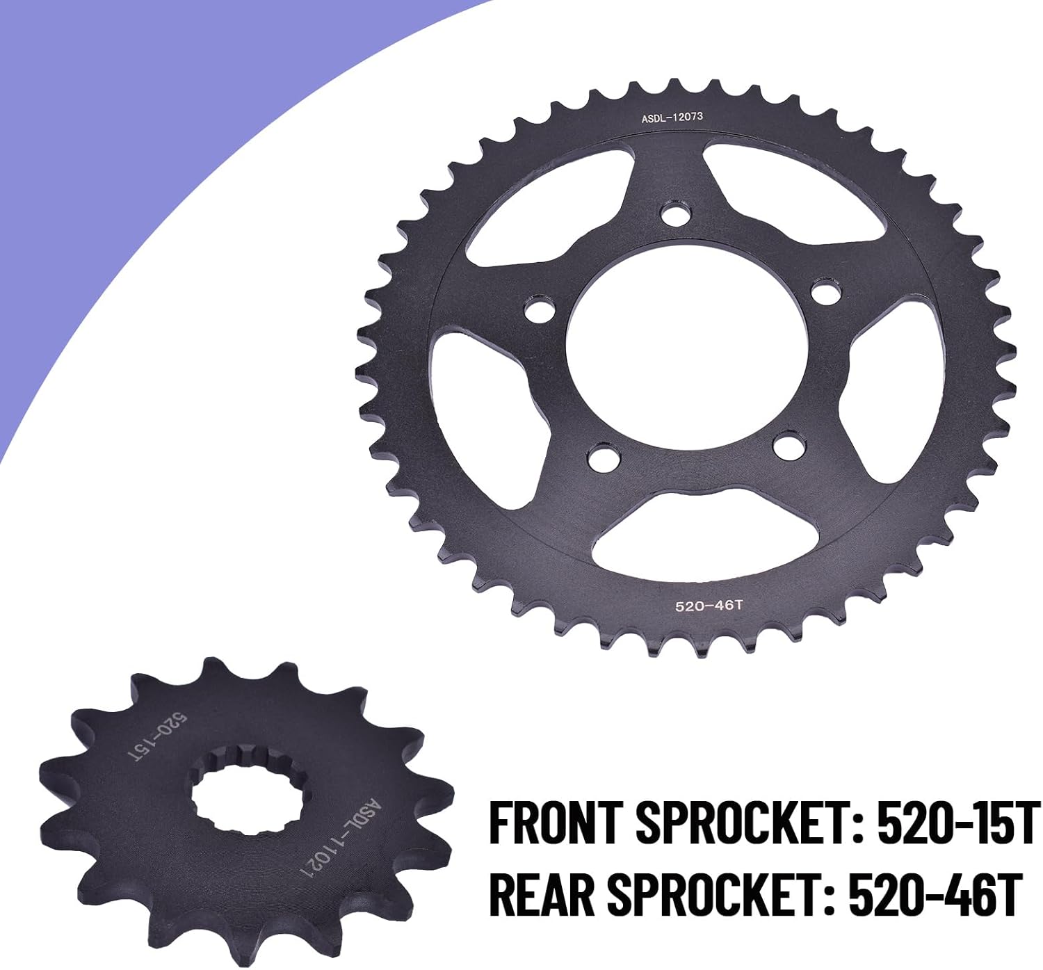 Chain and Sprocket Kit 520 Front 15T Rear 46T Chain 520-112Link Fit for Gladius SFV650 2009-2015 SFV650 AZ 2013 SV650 2016-2019 SV650 A ABS 2016-2020 SV650 XA 2018-2020