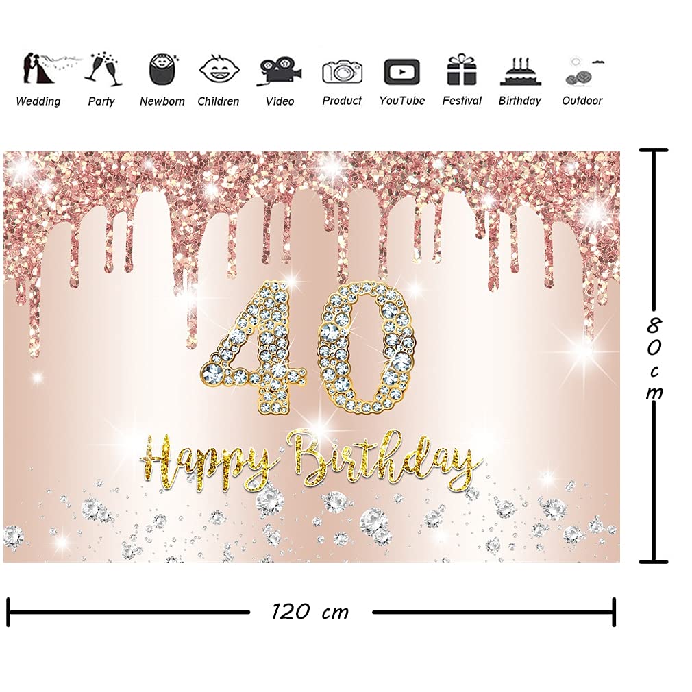 Striscione Compleanno 39 Anni Donna – Decorazione Tessuto Oro Rosa 120x80 Cm