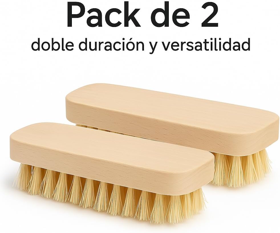 2 Cepillos Cerdas Duras de Madera, Limpieza Eficaz, Cepillo para Suelo y Terraza, Resistentes para Exterior, Grietas y Superficies Difíciles (Pack de 2) - Imagen 2