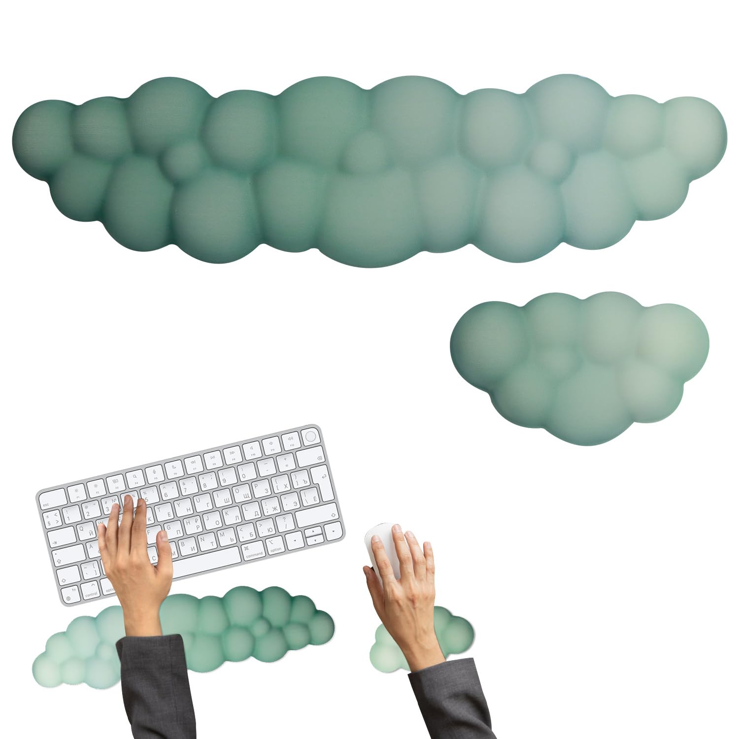 Set Poggiapolsi Per Tastiera E Mouse - Ergonomico, Memory Foam, Design A Nuvola Per Ufficio E Gaming - Foto 3