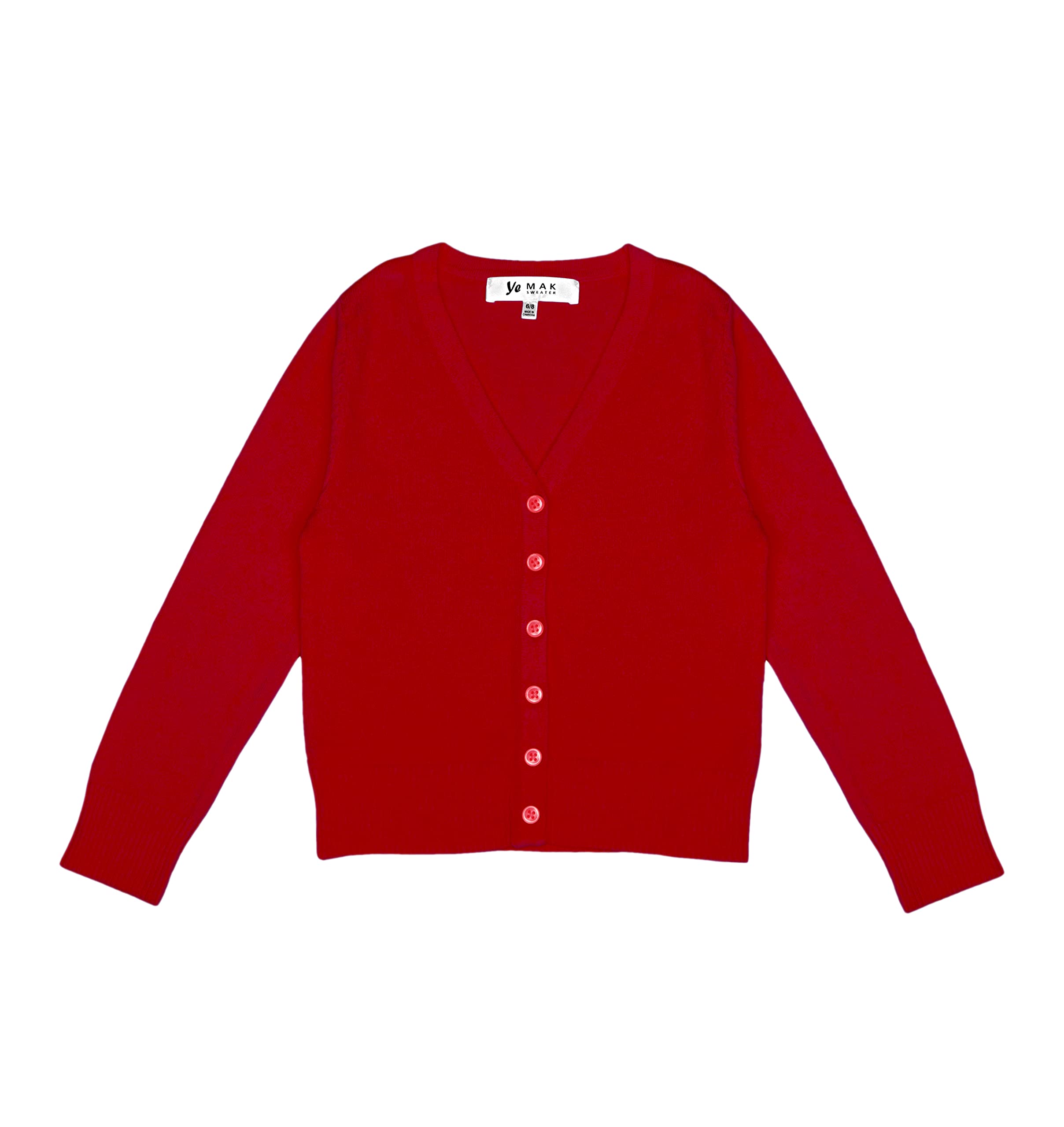 YEMAK Girl’s Knit Cardigan Sweater – Long Sleeve V-Neck Basic Kids Casual Button Down Soft Lightweight Knitted Cute Top