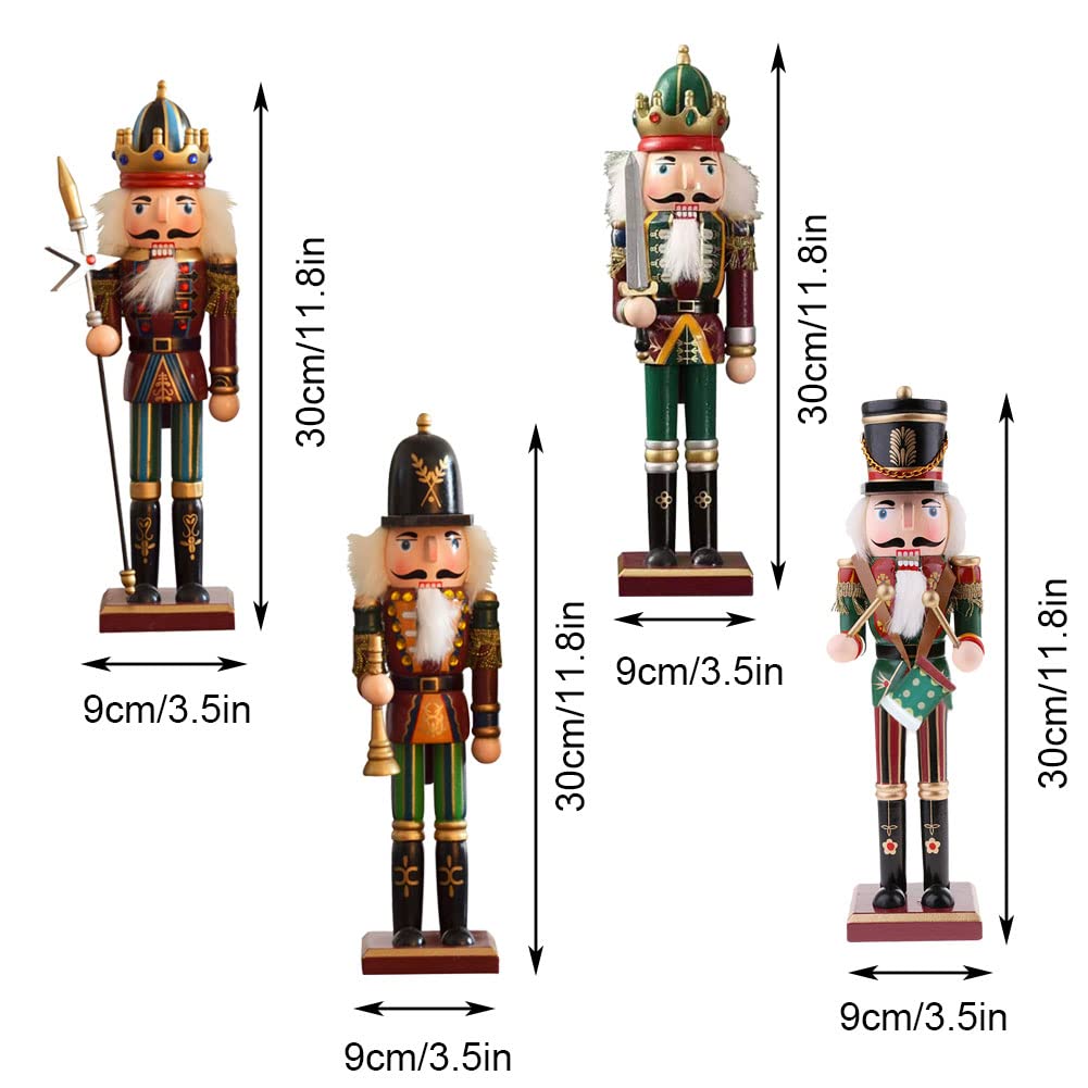 Lot 2 Soldats Casse-Noisette 30cm En Bois - Décoration Noël Classique Marionnette