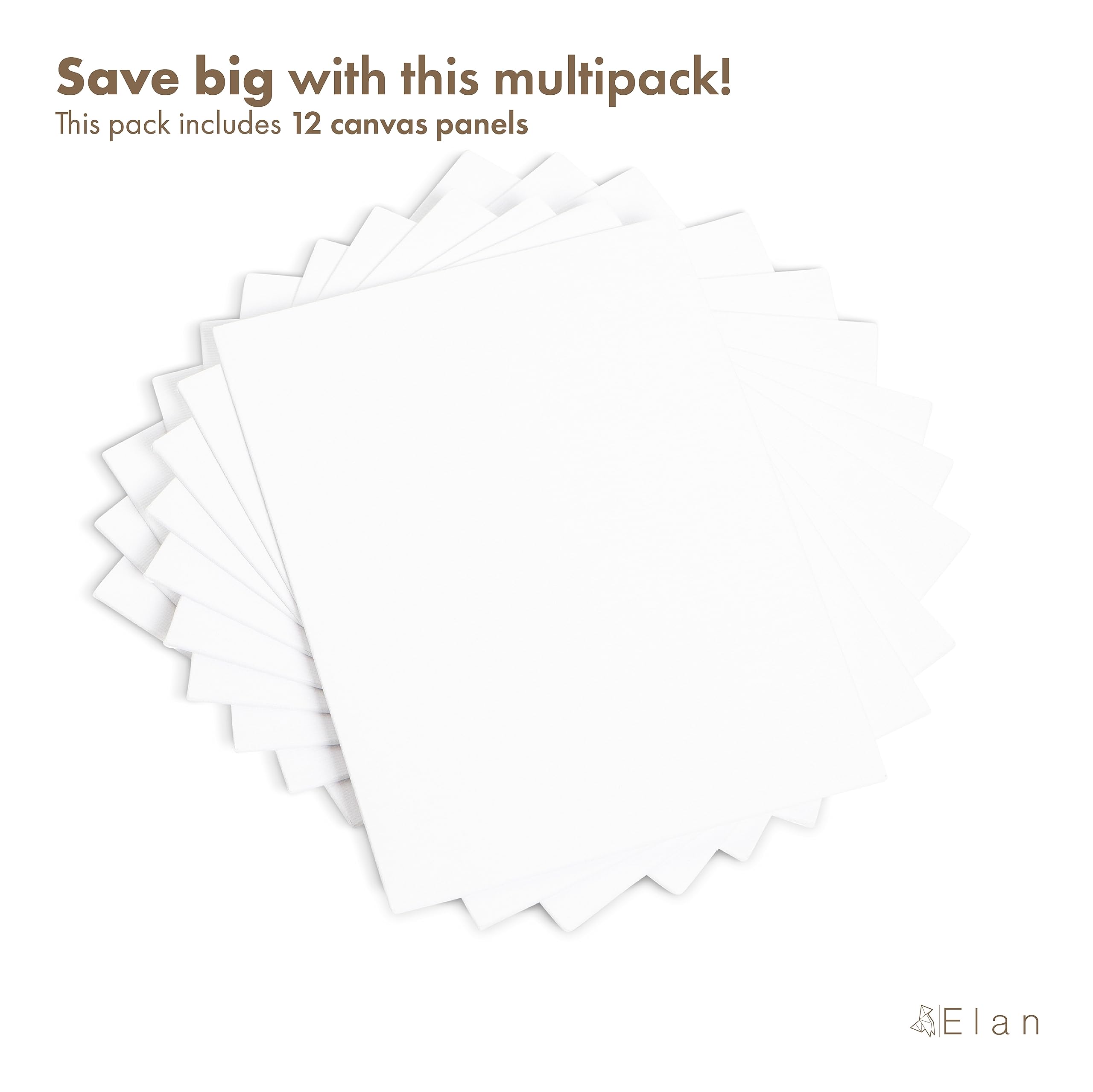 Elan Canvas Boards for Painting 5.9x7.9 Inch, 12-Pack 100% Cotton Acid-Free Blank Canvases for Painting 8oz, Triple Primed 5.9x7.9 Canvas Panels