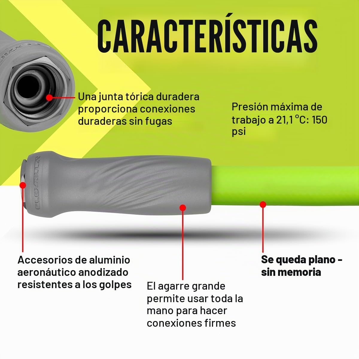 Flexzilla Manguera de jardín con agarre giratorio, 5/8 pulgadas. x 50 pies, resistente, ligera, segura para agua potable, ZillaGreen - HFZG550YWS-E